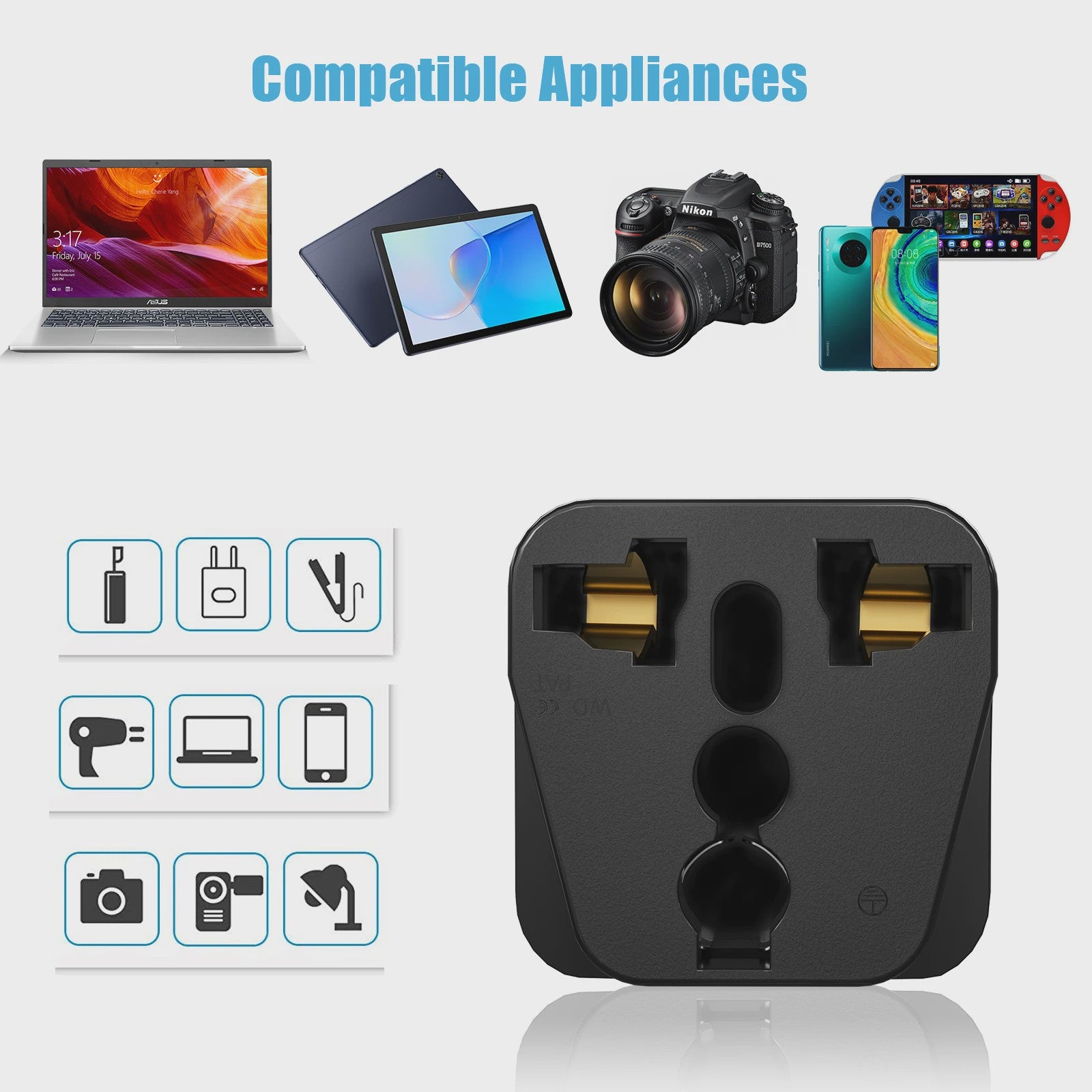 3-delige Universele Reisadapter: EU Plug Converter voor US, UK, AU Apparaten