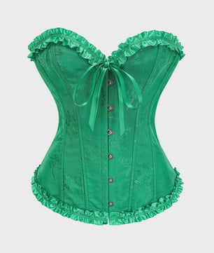 Sexy Jacquard Bustier Corset met Ruches en Push-Up Effect - Gothic Stijl