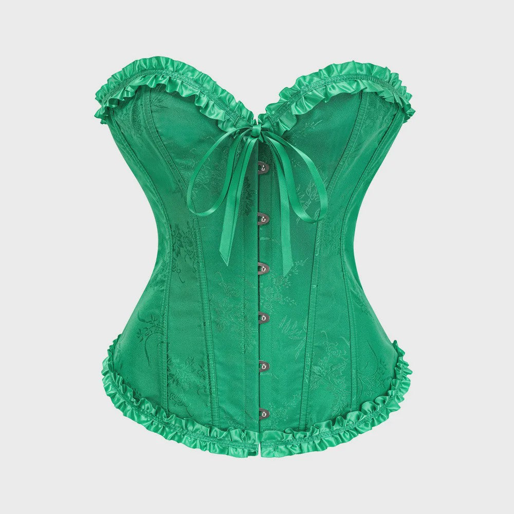 Sexy Jacquard Bustier Corset met Ruches en Push-Up Effect - Gothic Stijl