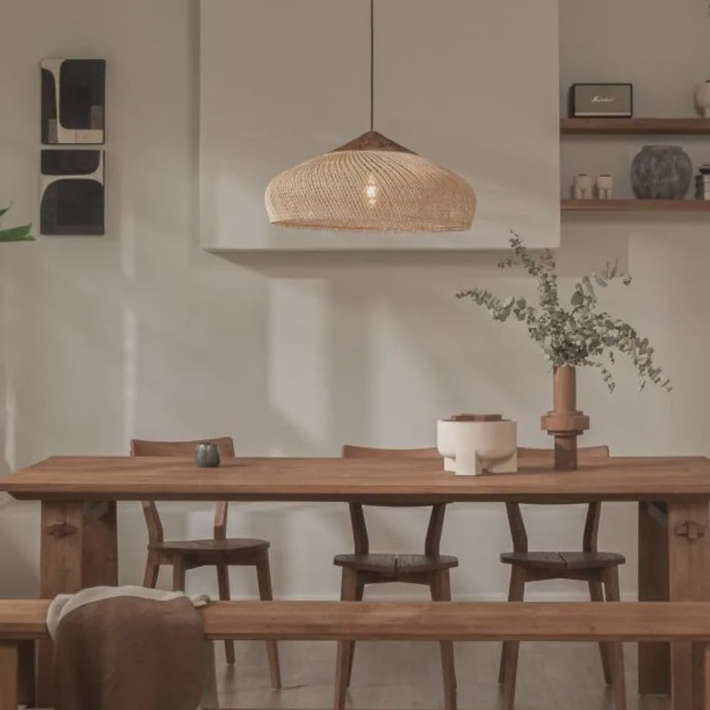 Handgemaakte Rotan Hanglamp Beige - Vintage Woven Wicker - E27 Fitting - Sfeervolle Verlichting