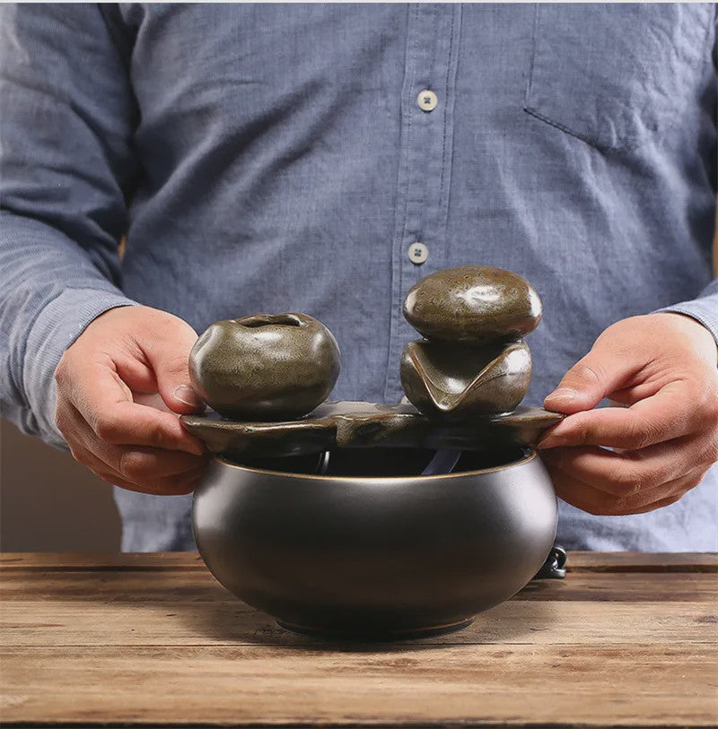 Keramische Fontein voor Katten en Huisdieren - Zen Decoratie met Waterval Effect
