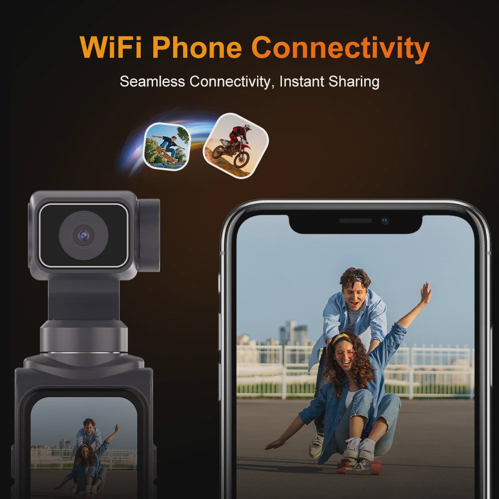 Ourlife 4K Actiecamera met 330° Face Tracking Gimbal Stabilisator & Touchscreen