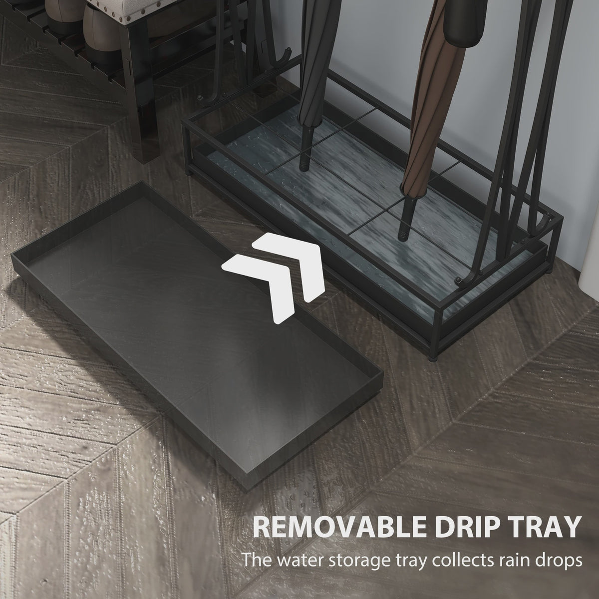 Stijlvolle Paraplustandaard met 24 Haken en Afneembare Drip Tray
