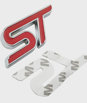 ST Grille Badge Embleem Sticker - Rood/Blauw Chroom - Voor Ford Fiesta, Focus, Mondeo