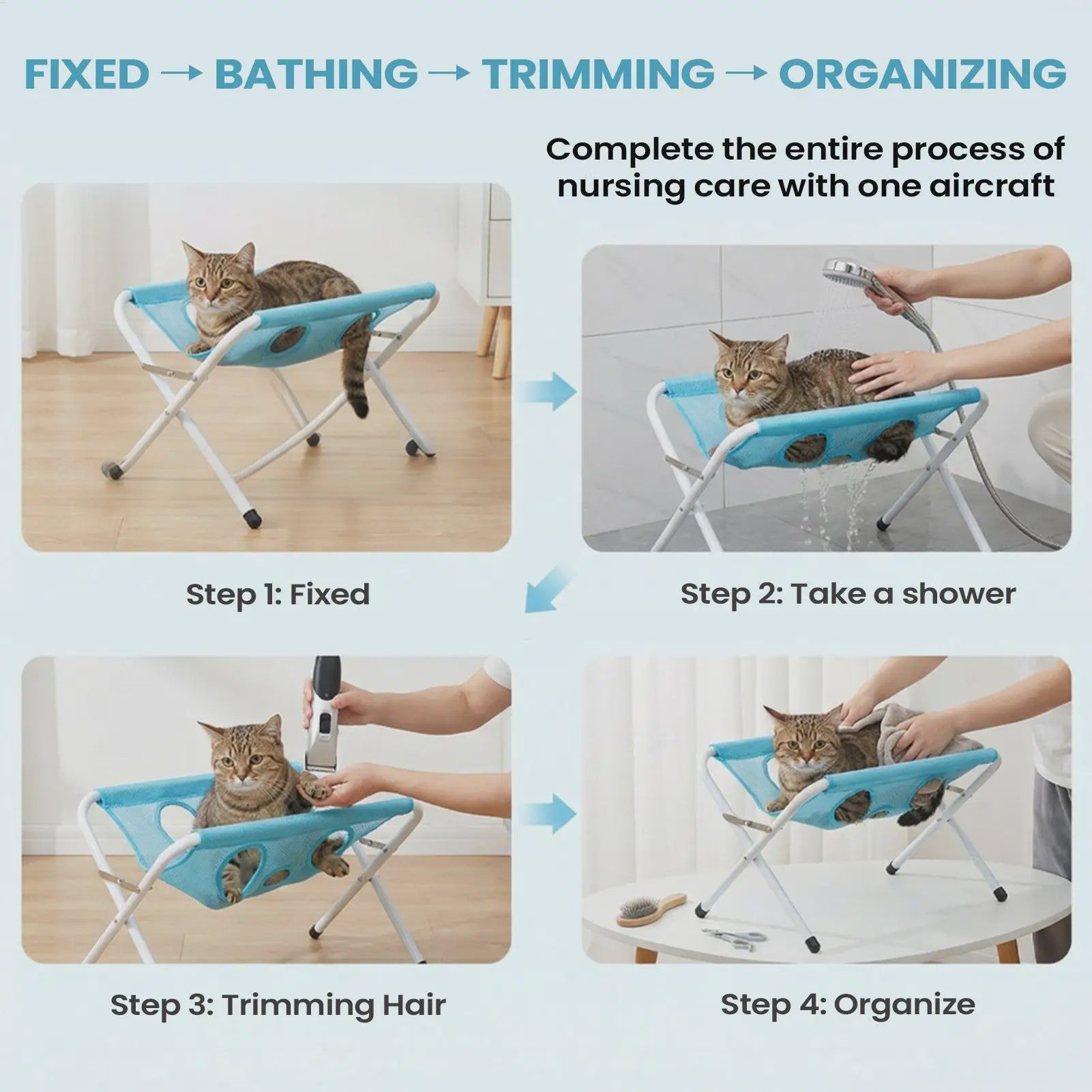 Honden & Katten Verzorgingsstation: Opvouwbaar Mesh Bad & Trimmingsstoeltje