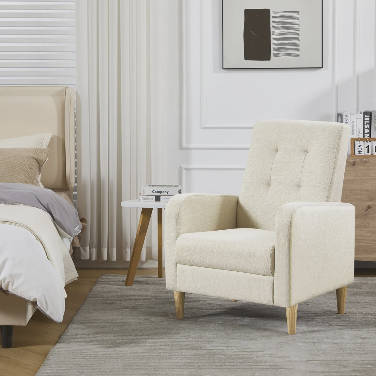 Moderne Lounge Fauteuil met Armleuningen en Massief Houten Poten - Comfortabel en Stijlvol