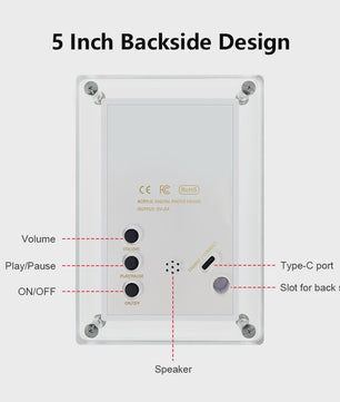 Digitale Fotolijst 5 & 7 Inch - Acryl, IPS Scherm, 4GB Geheugen, Oplaadbaar