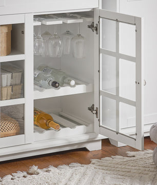 Witte Keuken Buffetkast met Glazen Deuren - Keuken Eiland, Sideboard, Bar & Eettafel