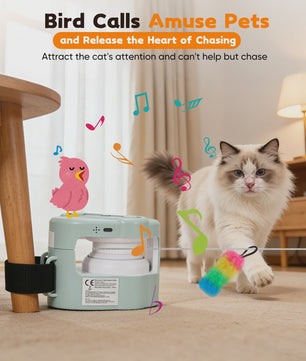 Automatic Interactive Cat Toy Smart Indoor Chase Toy with Remote Control, Bird Sounds & 3-Speed Motion for Hunting Chasing Toys