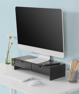 Monitorstandaard met 2 Lades - Bureau Organizer - Verhoogt uw Scherm - 47x11x18cm