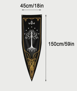 VIKAMA Elven Ring Vlag van Gondor - Middeleeuwse Wanddecoratie