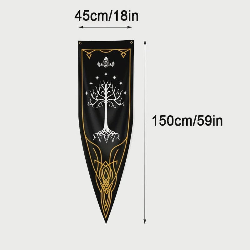 VIKAMA Elven Ring Vlag van Gondor - Middeleeuwse Wanddecoratie
