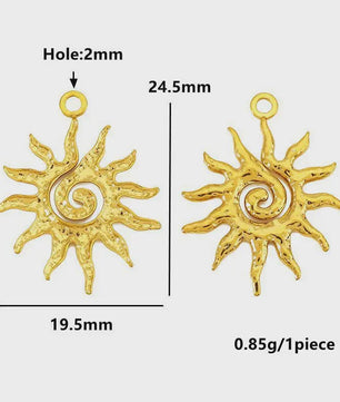 Set van 4 Gouden Bedeltjes: Zon, Hart, Schelp, Vis & Cactus - Roestvrij Staal 18k Goud PVD - DIY Sieraden Maken