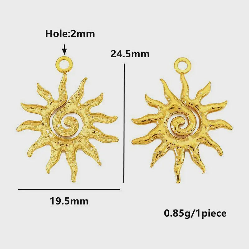 Set van 4 Gouden Bedeltjes: Zon, Hart, Schelp, Vis & Cactus - Roestvrij Staal 18k Goud PVD - DIY Sieraden Maken