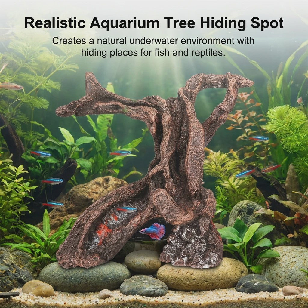 Realistische Hars Boomstronk Decoratie voor Aquarium & Terrarium - Veilige Vis Hideaway