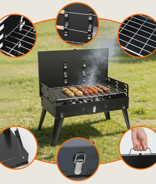 Draagbare Opvouwbare Houtskool BBQ Grill voor Buiten, Camping & Picknick