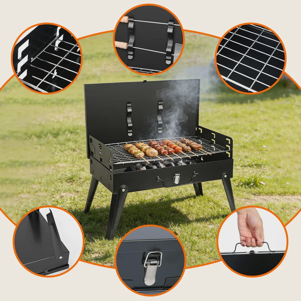 Draagbare Opvouwbare Houtskool BBQ Grill voor Buiten, Camping & Picknick
