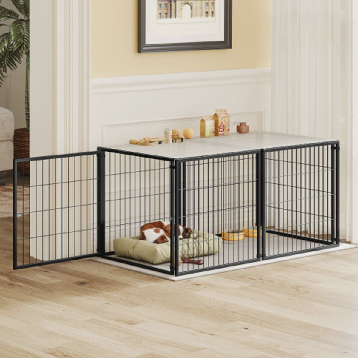 Modulaire Hondenkennel 120x60x60cm - Zwart Metaal met PVC Coating & Veilige Deur