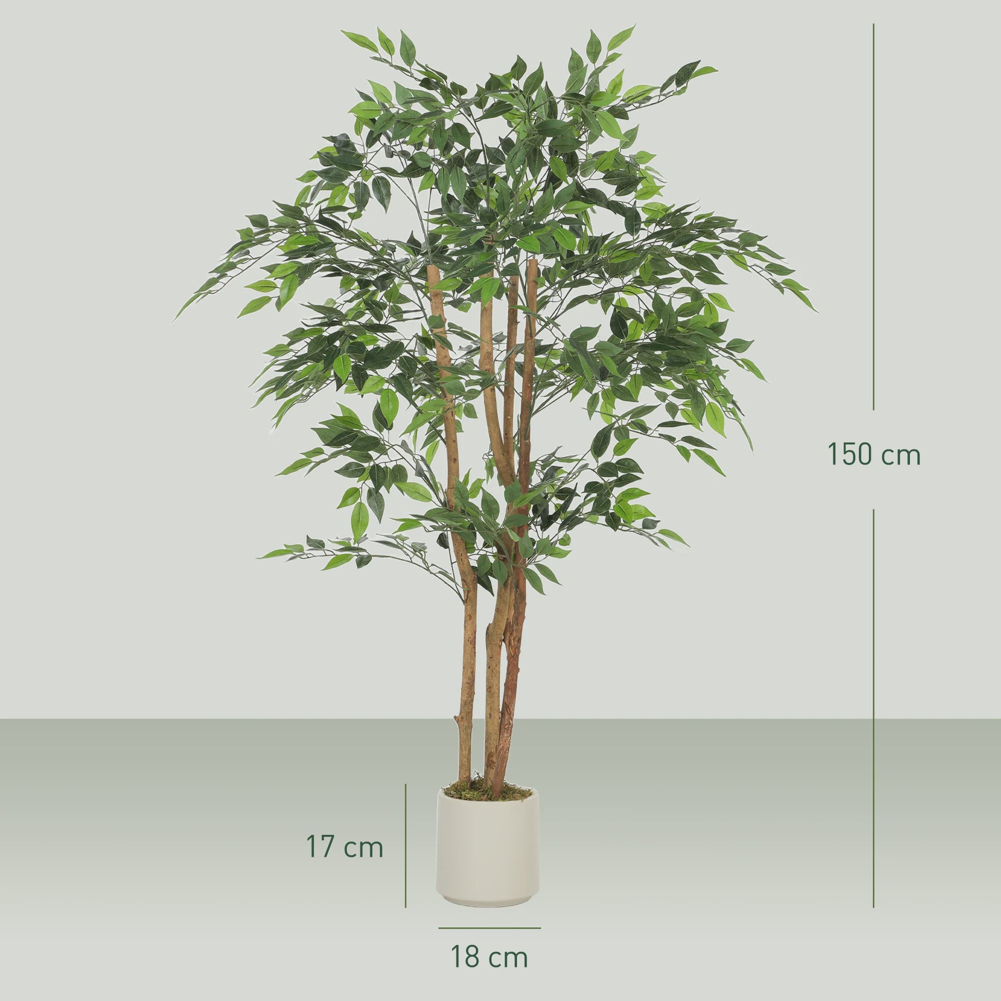HOMCOM Kunst Banyan Boom 150 cm met Pot - Realistische Kunstplant voor Binnen