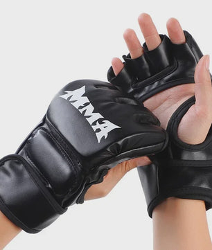 Professionele Half Vinger Bokshandschoenen Leer met Kussen voor Volwassenen - Sanda, UFC, Zandzak Training