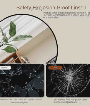 Ovale Wandspiegel 40x60 cm - Zwart, Modern & Veilig (Shatterproof)