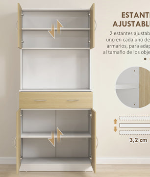 Homcom Kitchen Cupboard Auxiliary Kitchen Furniture with Doors Drawer and Adjustable Anti-Tipping Shelves for Dining Room Living Room