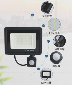 Waterdichte LED Floodlight met PIR Bewegingssensor - 10W tot 100W