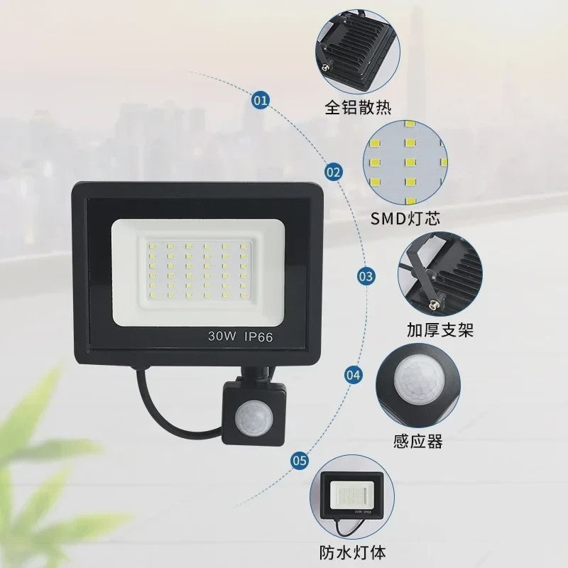 Waterdichte LED Floodlight met PIR Bewegingssensor - 10W tot 100W