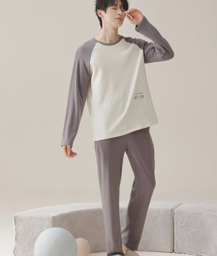 Heren Pyjama Set 100% Katoen Lange Mouw - Comfortabel Vier Seizoenen Thuispak voor Plus Size & Tieners