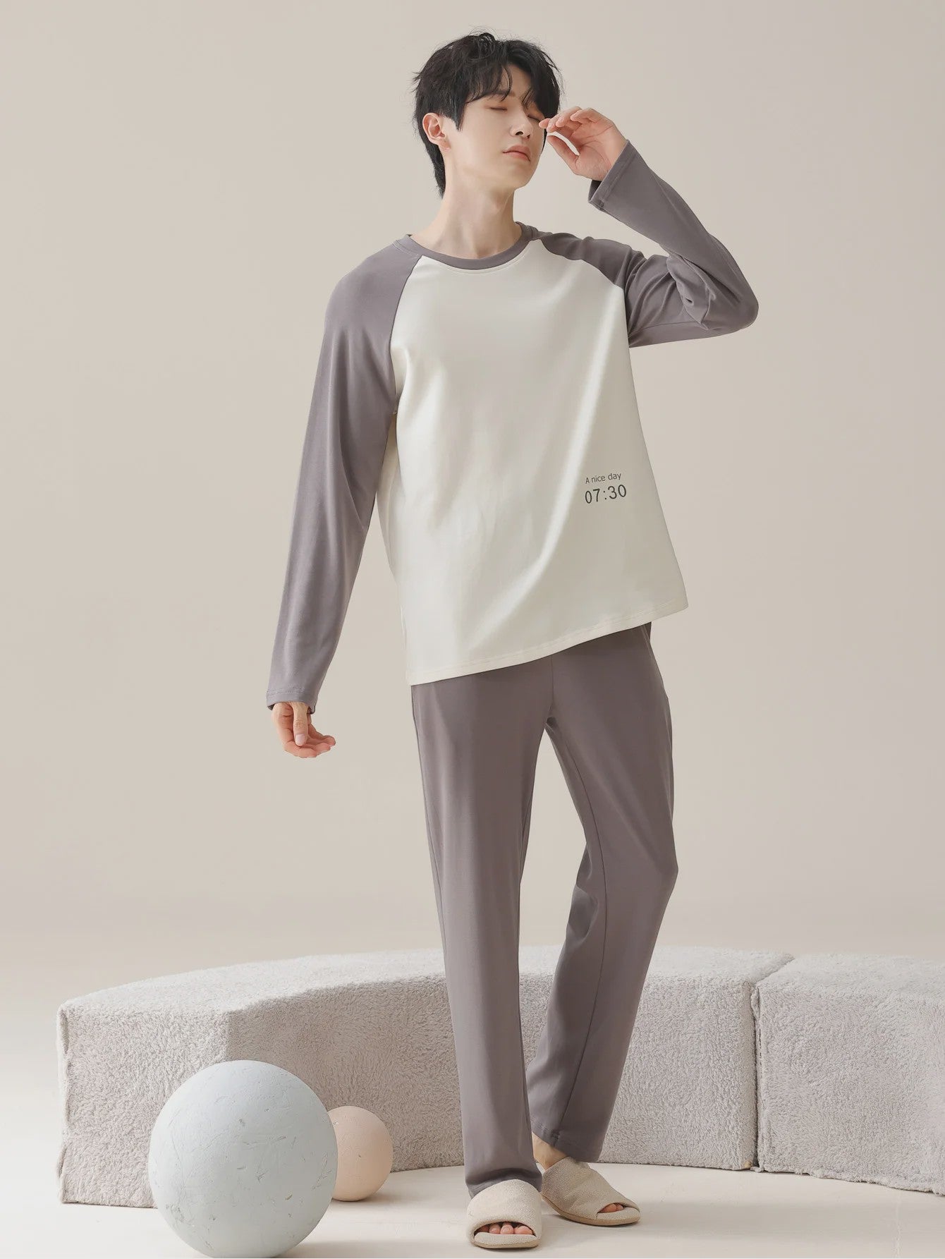 Heren Pyjama Set 100% Katoen Lange Mouw - Comfortabel Vier Seizoenen Thuispak voor Plus Size & Tieners