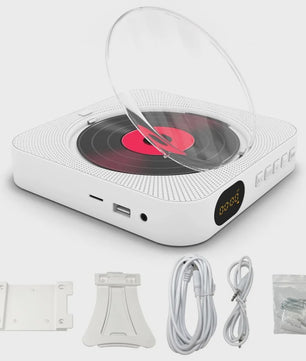 Draagbare Bluetooth CD Speler met Stereo Geluid, LED Scherm en Wandmontage