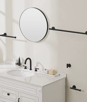 Zwarte RVS Wandmontage Set: Handdoekrek, Toiletrolhouder & Haakjes - Complete Badkamer Accessoires