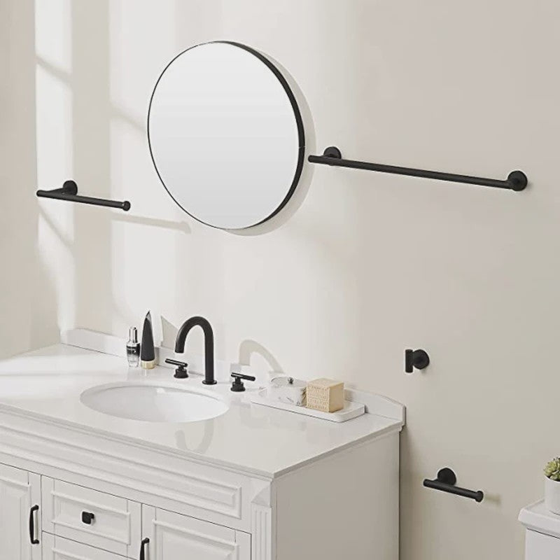 Zwarte RVS Wandmontage Set: Handdoekrek, Toiletrolhouder & Haakjes - Complete Badkamer Accessoires
