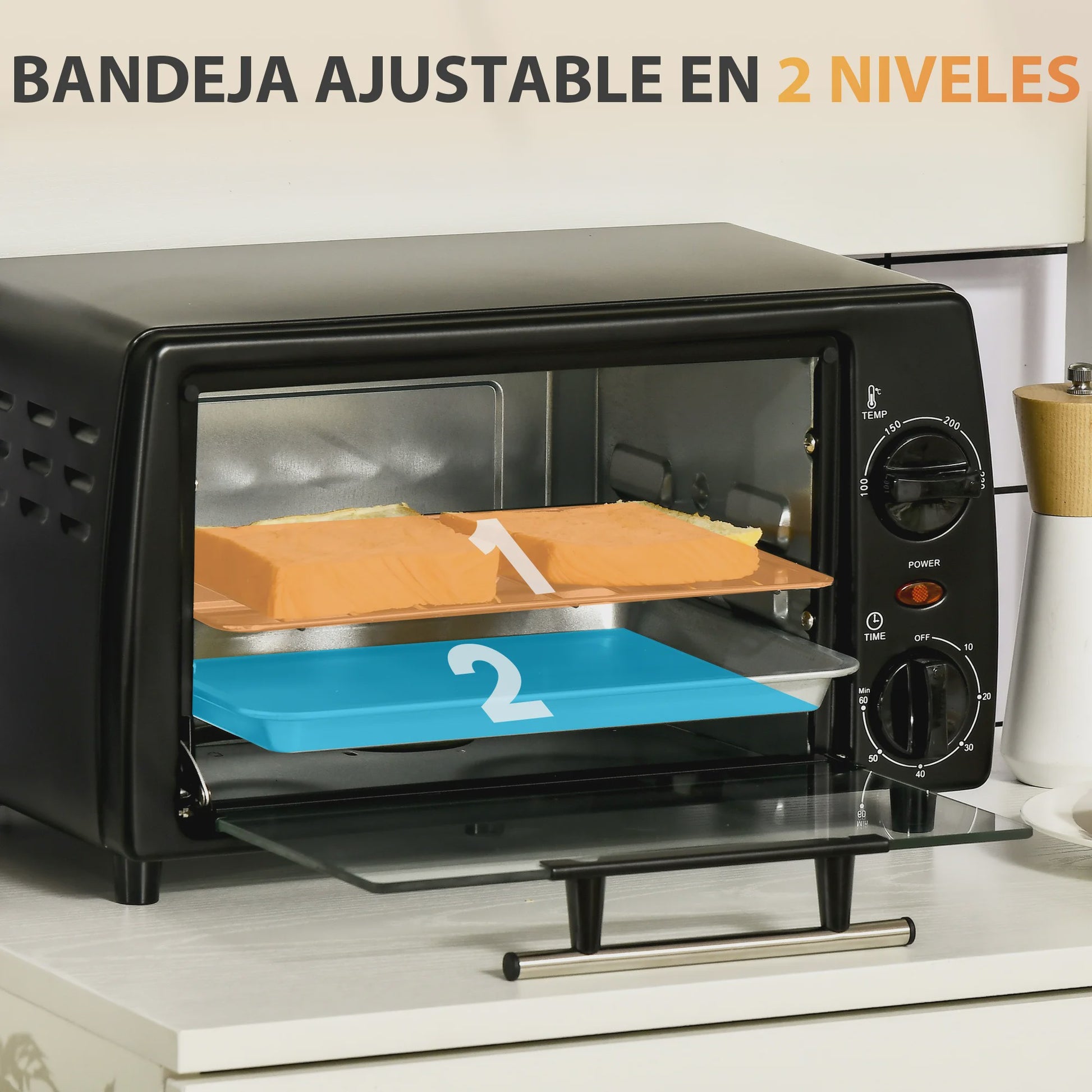 Homcom Mini Oven 10L - Compacte Elektrische Oven met 750W Vermogen