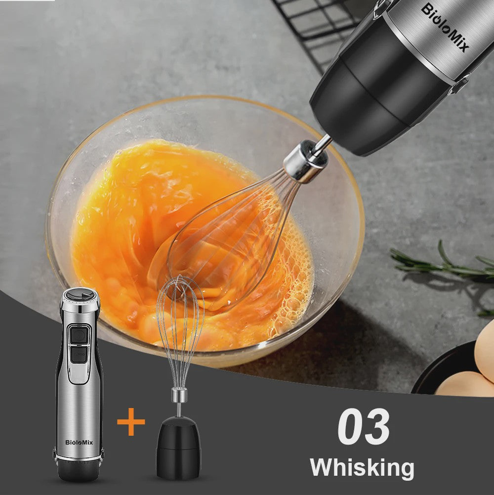 BioloMix 4-in-1 Staafmixer: Krachtige 1200W Hand Blender met Hakker en Smoothiebeker