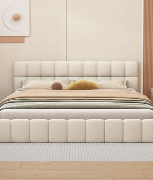 Luxe Gestoffeerde Bedombouw met Zacht Hoofdbord en Lattenbodem - Zonder Matras