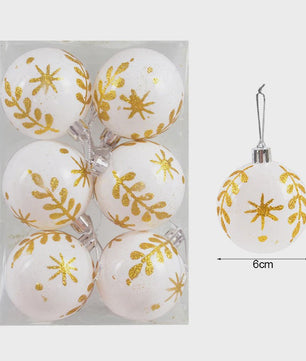 Set van 6 Kerstballen - 6cm Diameter - Decoratieve Kerstboom Hangers