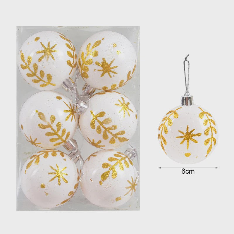 Set van 6 Kerstballen - 6cm Diameter - Decoratieve Kerstboom Hangers