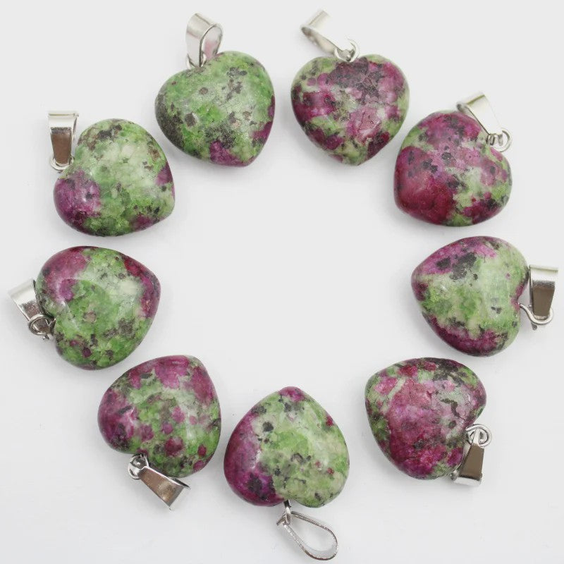 30x Natuursteen Hart Hangers (Amethist/Kwarts/Agaat) - DIY Sieraden Maken