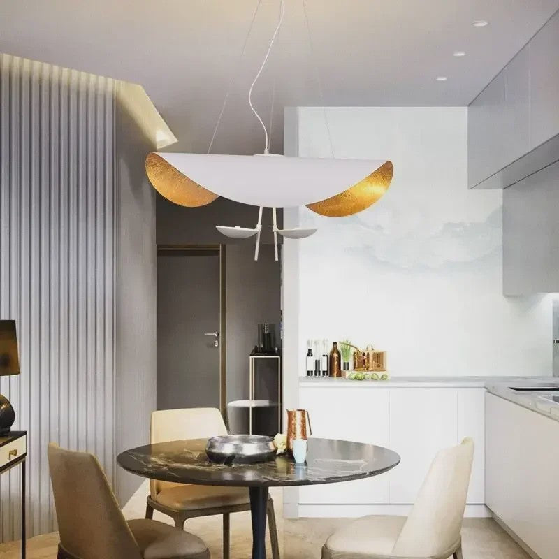 Moderne Lotusblad Hanglamp - LED, Metaal, Goud & Zwart/Wit