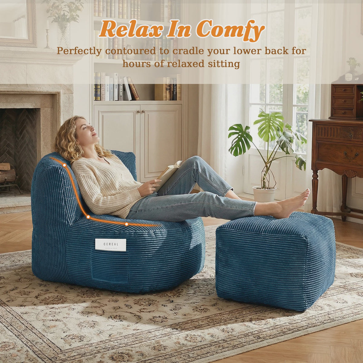 Comfortabele Corduroy Beanbag Fauteuil - Zachte Zitzak Bank voor Volwassenen