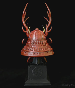 Japanse Samurai Helm Ornament met Draak & Hertengewei - Decoratief Huisdecoratie