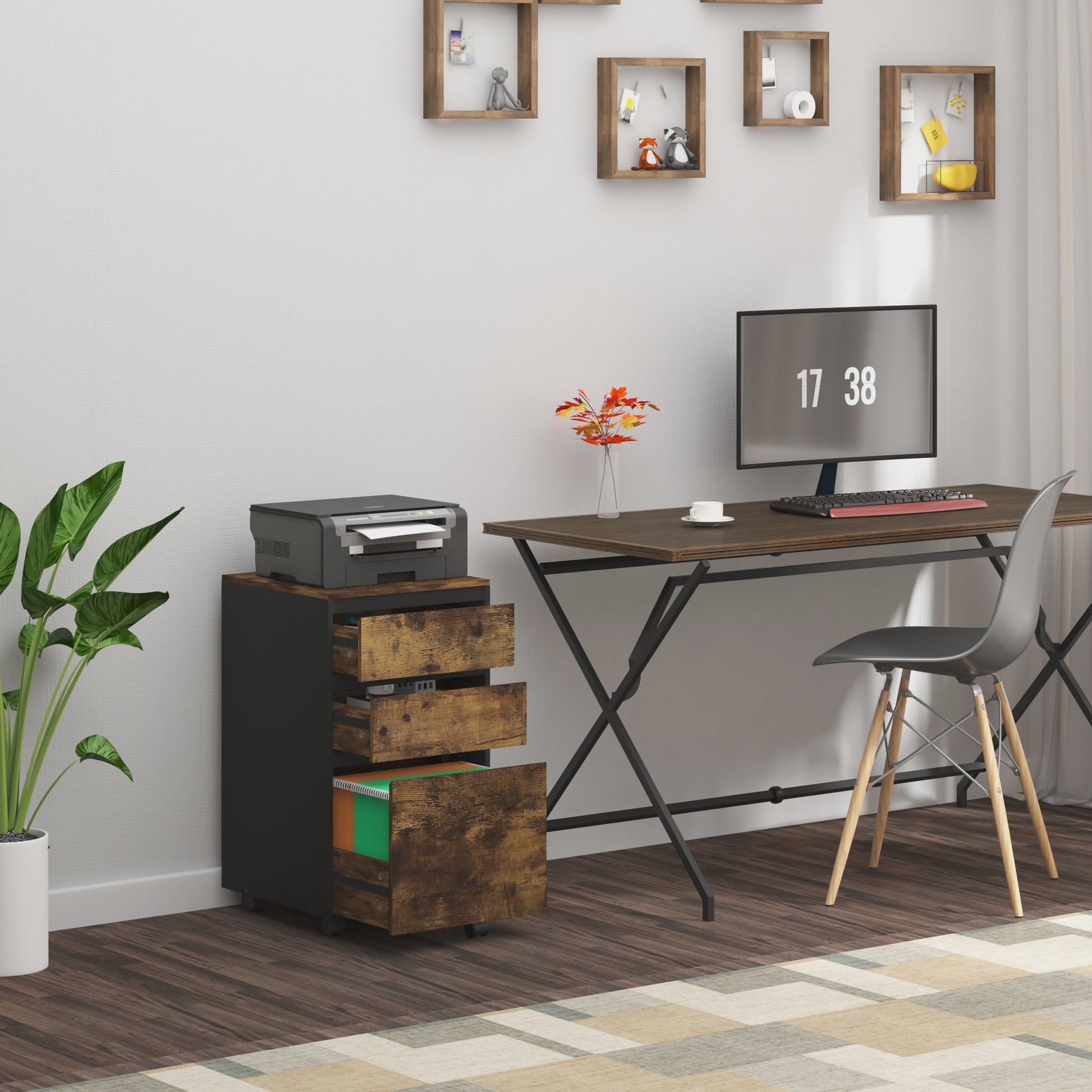 Mobiel Archiefkastje met 3 Lades en Wielen - Kantoor Organizer 40x70x40cm