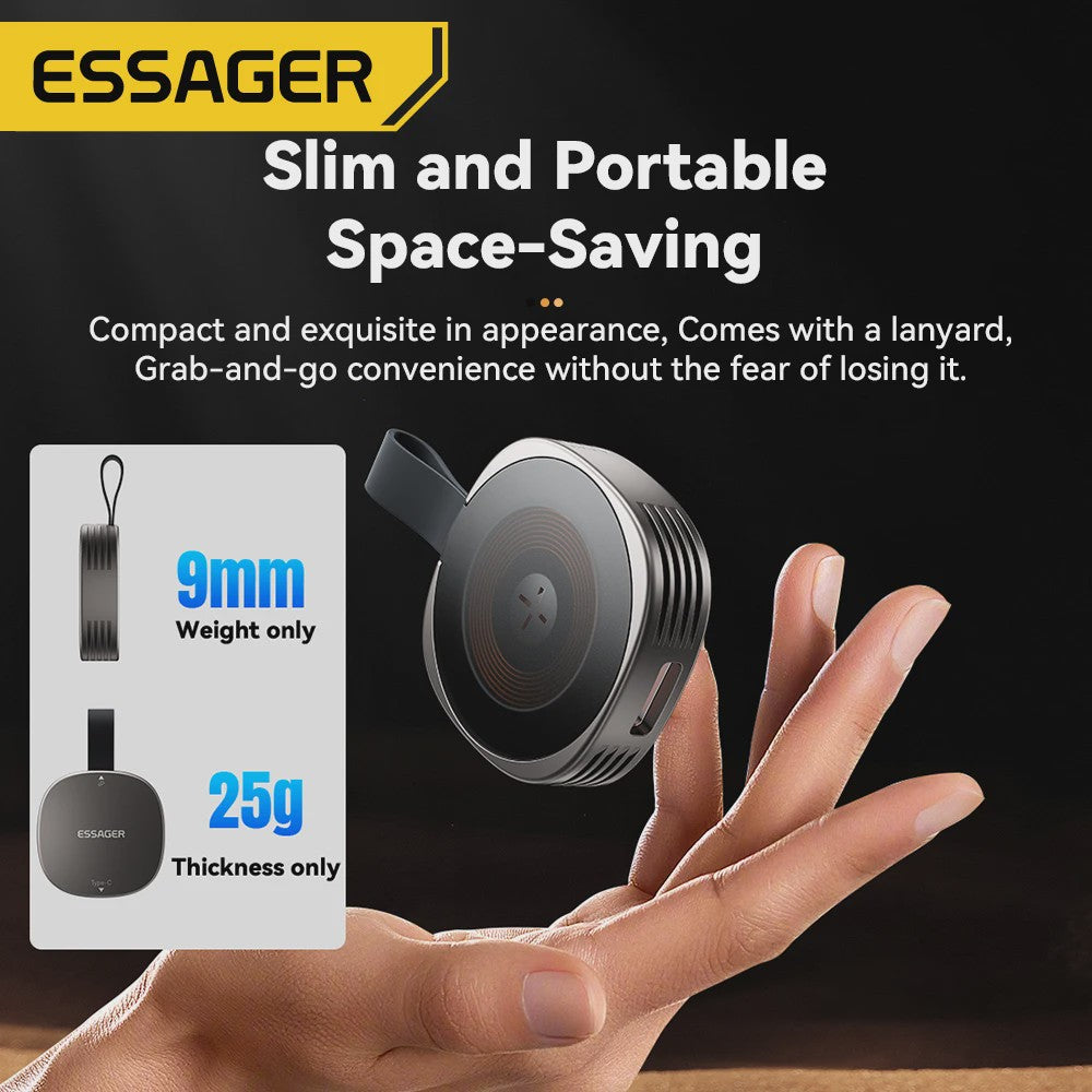 Essager Magnetische Draadloze Oplader voor Apple Watch - Draagbaar, Snel, USB-C & Lightning