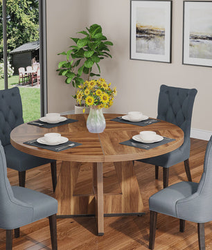 Ronde Eettafel voor 4 Personen - 47 Inch Boerenstijl Keukentafel
