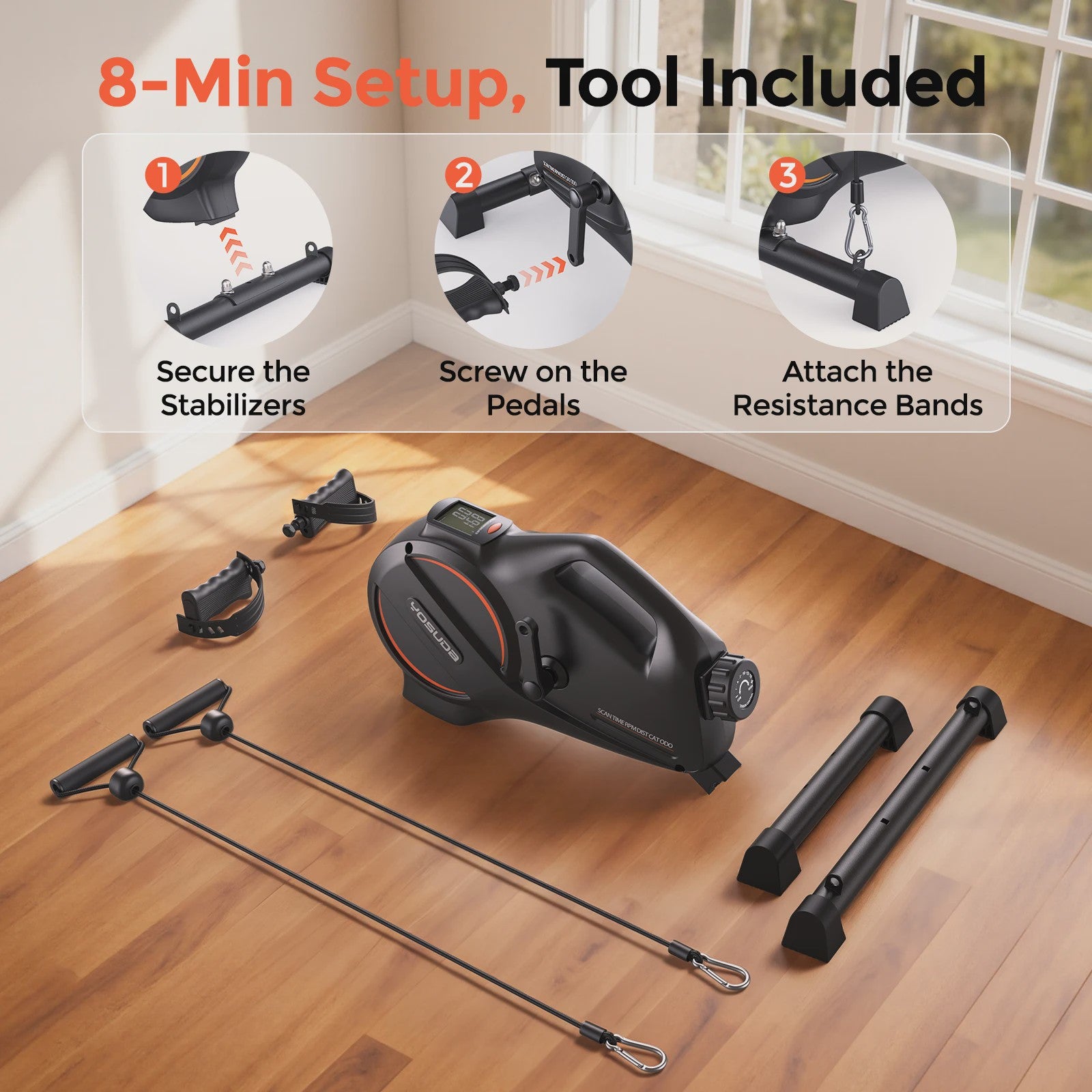 Yosuda UB2 Onder-Desk Hometrainer - Compact, Stil & Draagbaar met 16 Weerstandsniveaus