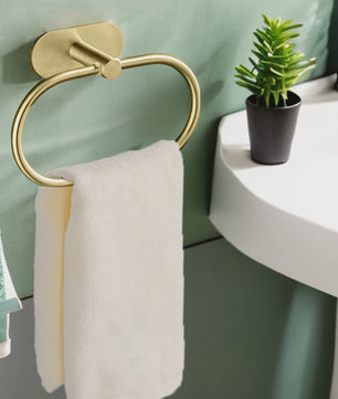 Zelfklevende RVS Handdoekhouder Ring - Stijlvol Zwart Ophangrek voor Badkamer & Keuken