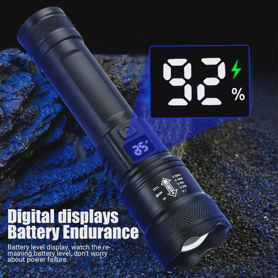 Krachtige LED Zaklamp 2000LM met USB Opladen & Batterij Indicator - Ideaal voor Camping & Noodgevallen