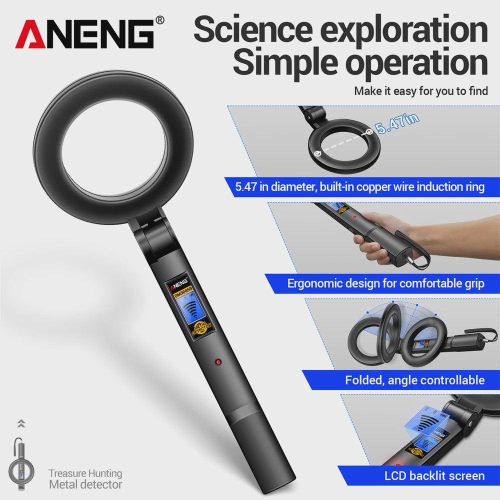 ANENG DM3005B Metaaldetector - Pro Schatzoeker met Pinpoint & Discriminatie