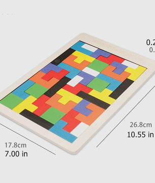 Houten Tangram Puzzel voor Kinderen - Kleurrijk Montessori Leerspel